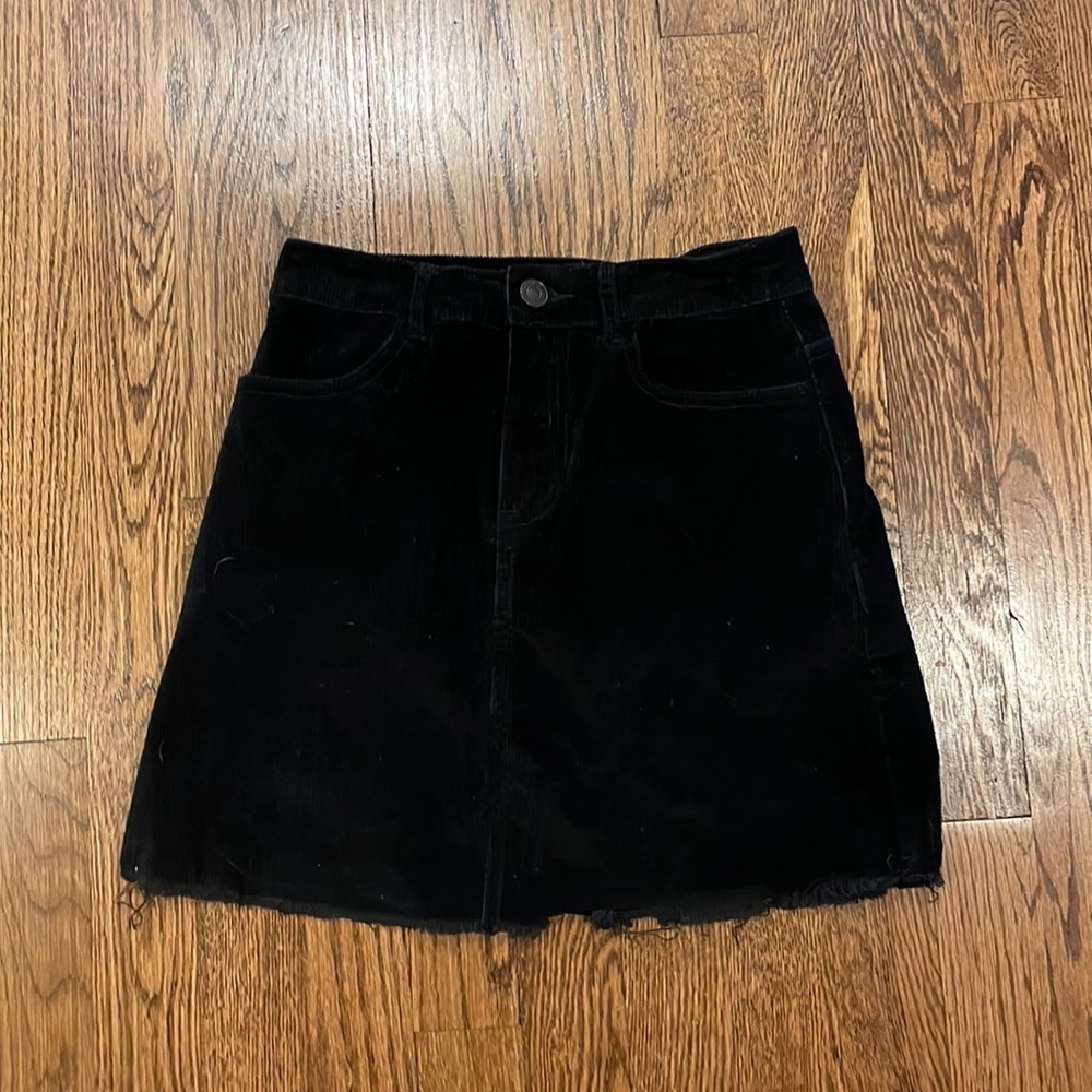 Brandy Melville / John Galt black Corduroy raw hem mini skirt size small